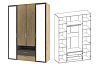 Шкаф Бруно 4-х дверный с ящиками (Дуб Вотан/Серый Графит)